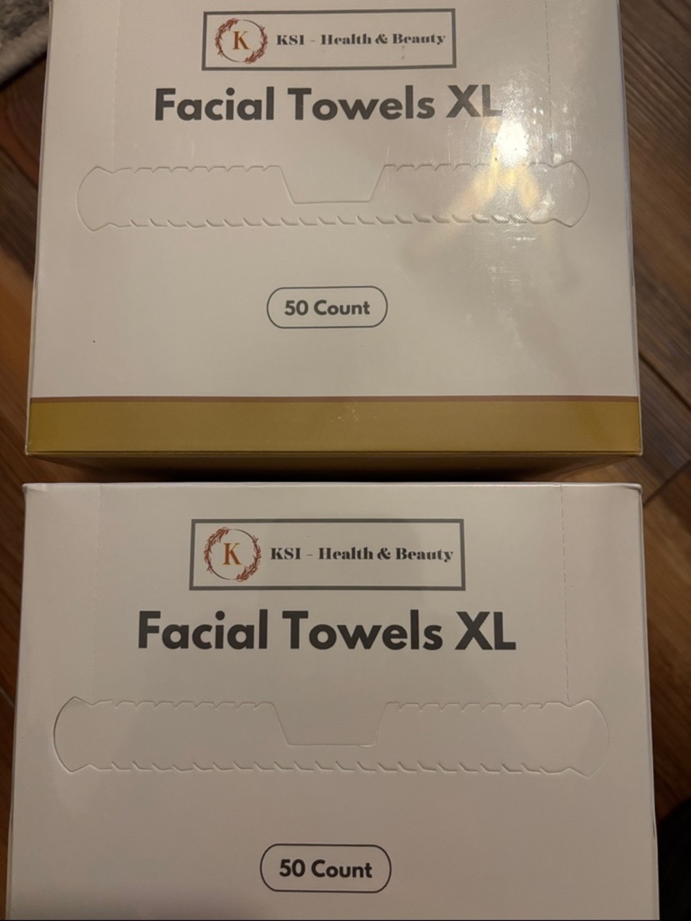 KSI Health & Beauty Facial Towels XL - White with Gold Accent